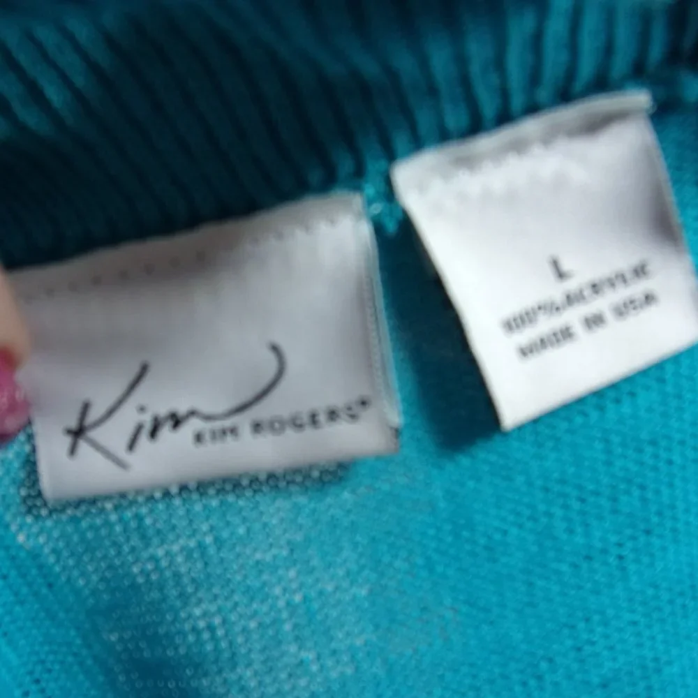 Kim Rogers Turquoise Blue Shrug Cardigan Size L